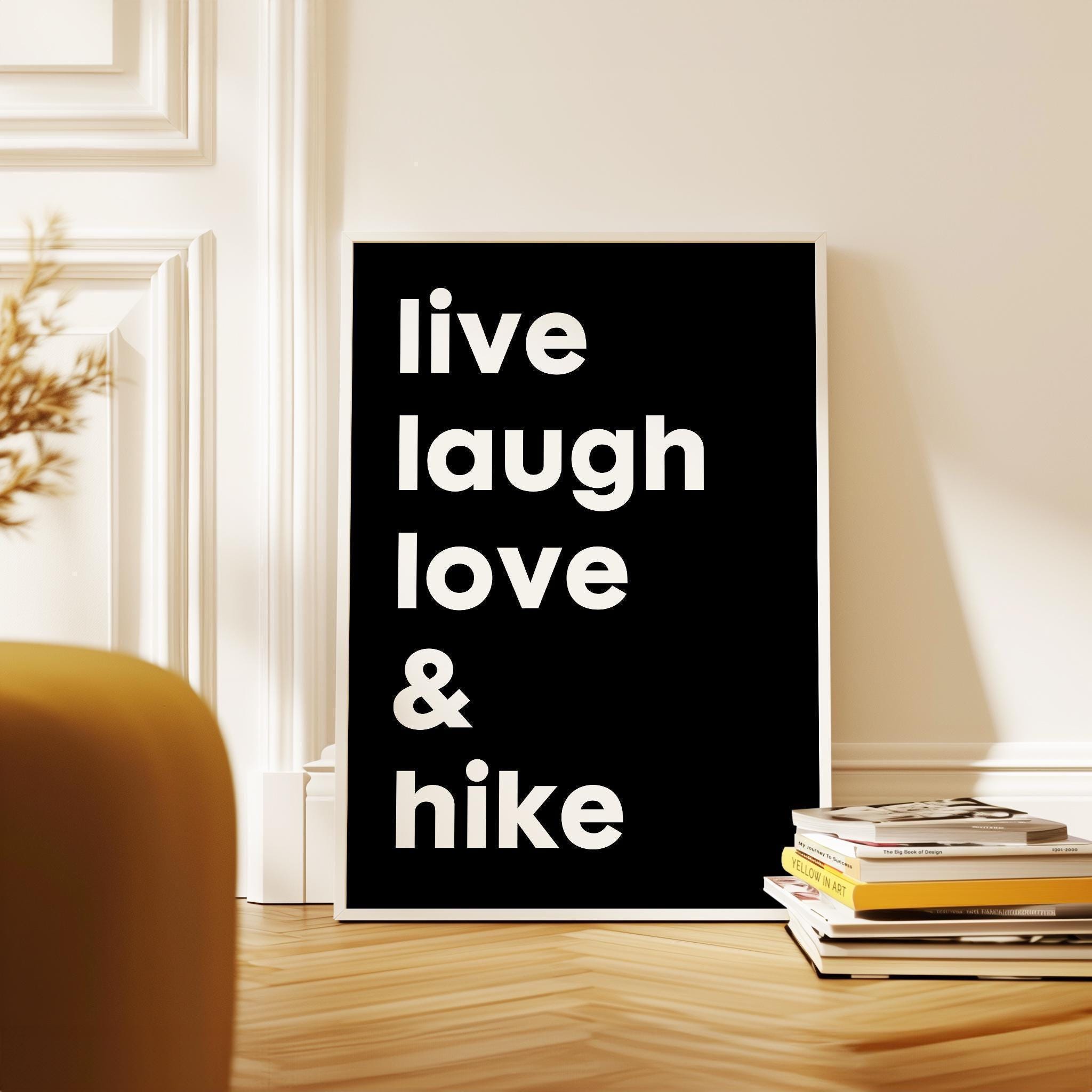 Live Laugh Love & Hike Typography Art Print,  Backpacking,  Camping,  Nature Lover,  Gift Ideas