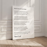 Acquainted with the Night Poem by Robert Frost Typography Art Print,  1928