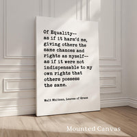 Walt Whitman Equality Quote,  Leaves of Grass,  Typography Wall Art