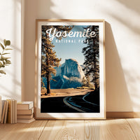 Yosemite National Park Print, Travel Poster, California Wall Art, Mountain Landscape Decor
