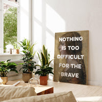 Nothing Is Too Difficult For The Brave Typography Art Print with Leonardo da Vinci's Profile of a Young Fiancée (1495),  Latin Quote