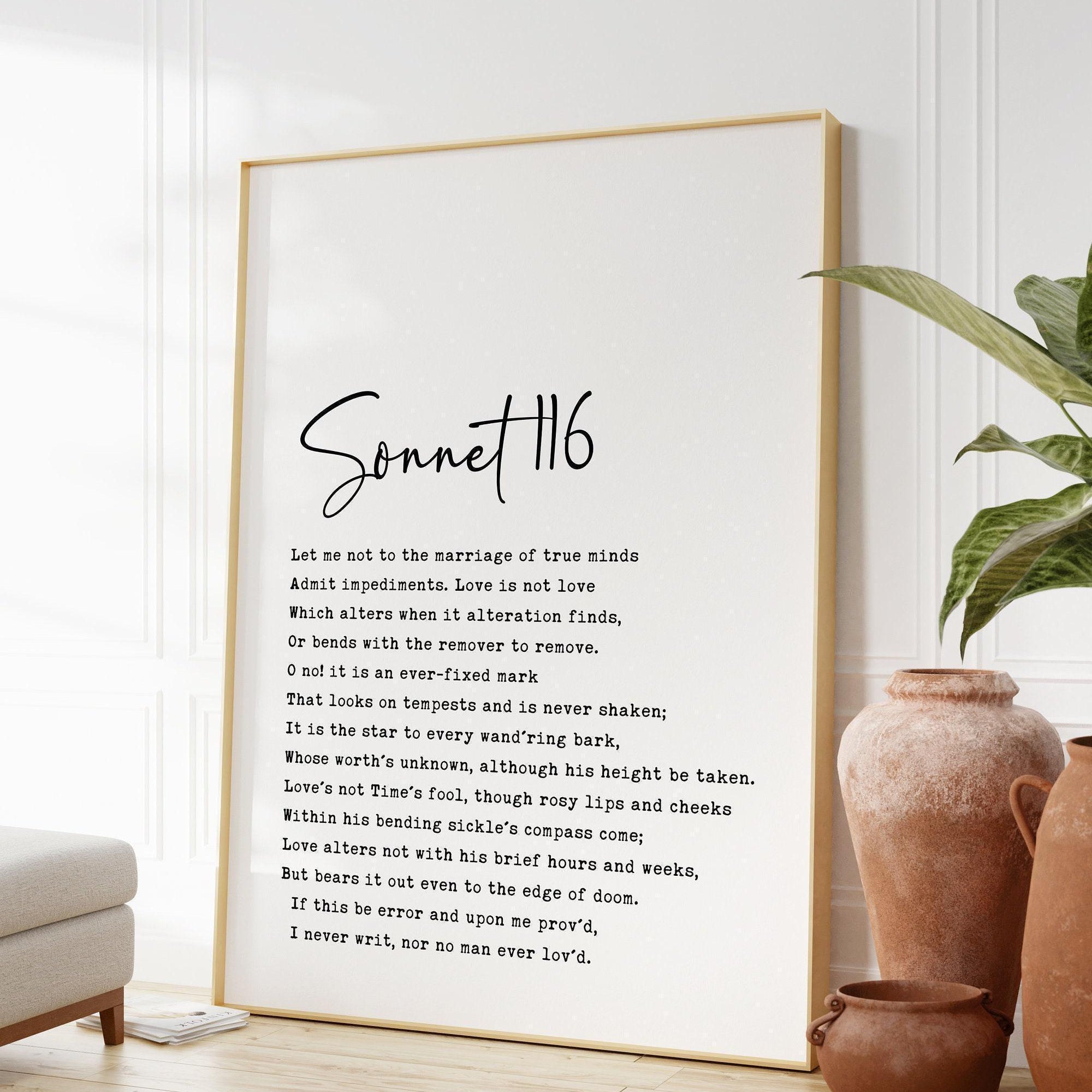 William Shakespeare Sonnet 116 Typography Art Print - Wedding Gift - Anniversary Gift - Let me not to the marriage of true minds.