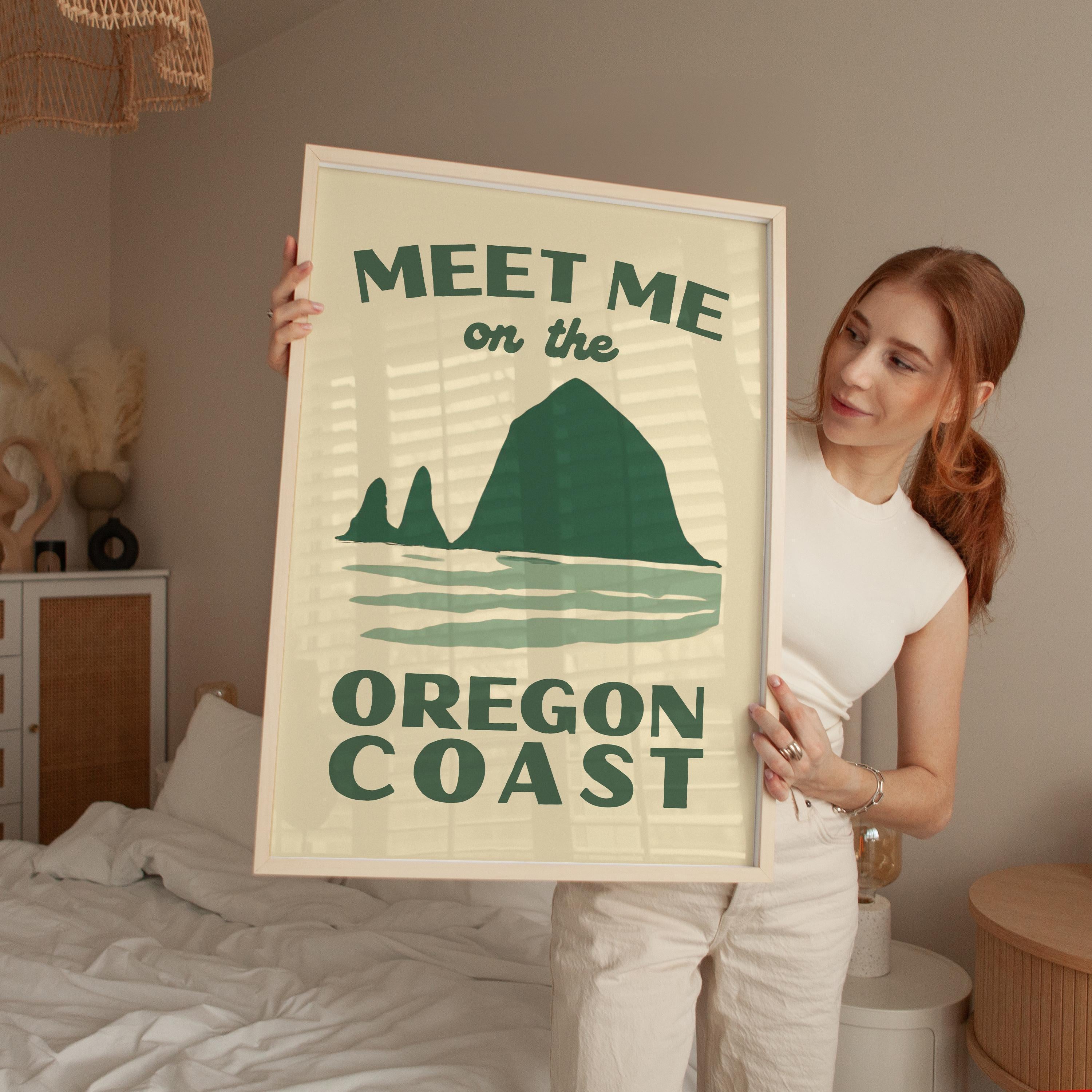 Meet Me on the Oregon Coast Print, Wall Art, Pacific Northwest Decor, Coastal Travel