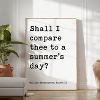 Shall I compare thee to a summer’s day?,  William Shakespeare Quote,  Typography Art Print,  Sonnet 18,  Wedding,  Anniversary • Gift