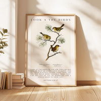 Matthew 6:26-27 Bible Verse Print – Look at the Birds Scripture Wall Art