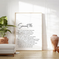 William Shakespeare Sonnet 116 Typography Art Print,  Wedding Gift - Anniversary Gift - Let me not to the marriage of true minds.