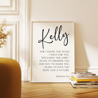 Jeremiah 29:11 Wall Art,  For I Know The Plans - Personalized Inspirational Quote