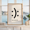 Funny Minimalist Typography Print, You Decide Smile Sad Face, Modern Black White Wall Art