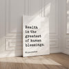 Health is the greatest of human blessings. Hippocrates Quote Canvas Typography Art - Wellness - Fitness - Inspiration - Health