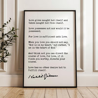 Kahlil Gibran Love Poem Art Print, The Prophet Literary Quote, Wedding Anniversary Gift