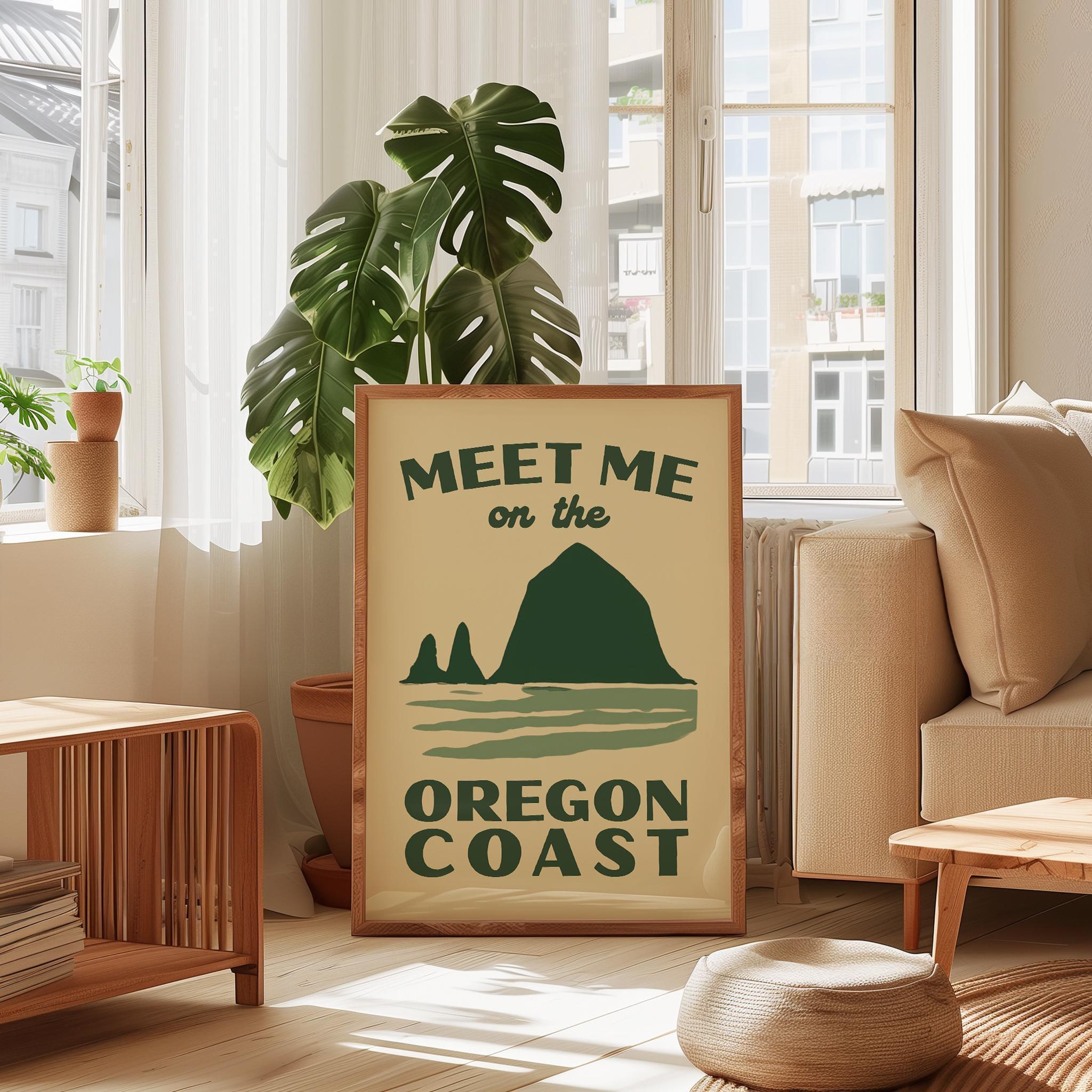 Meet Me on the Oregon Coast Print, Wall Art, Pacific Northwest Decor, Coastal Travel