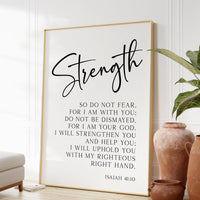 Isaiah 41:10 Typography Art Print,  Inspirational Bible Verse - Home Decor - So do not fear, for I am with you.