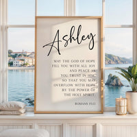 May the God of Hope,  Romans 15:13,  Personalized Typography Art Print