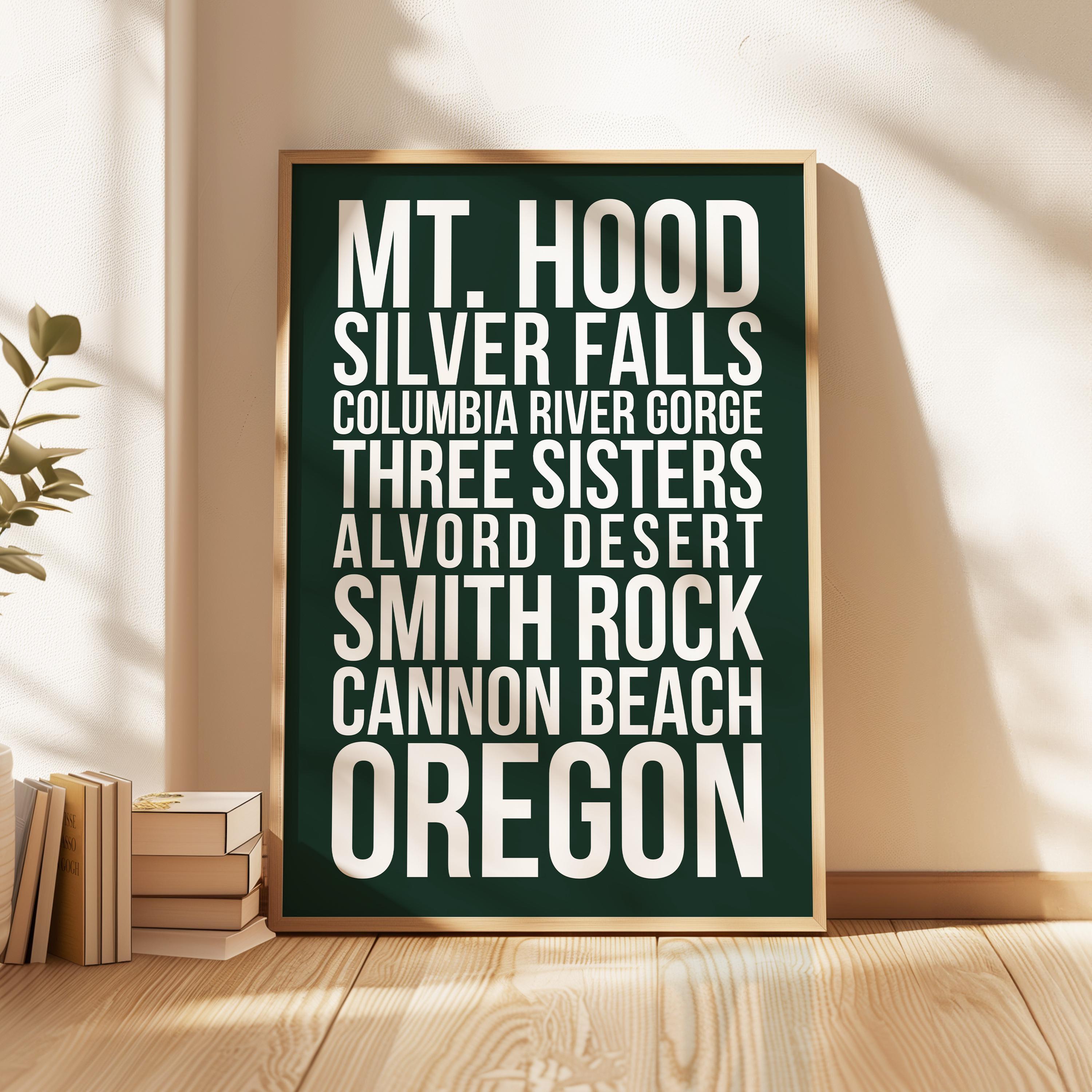 Oregon Natural Wonders Wall Art, Mt Hood, Silver Falls, Cannon Beach Travel Decor, PNW