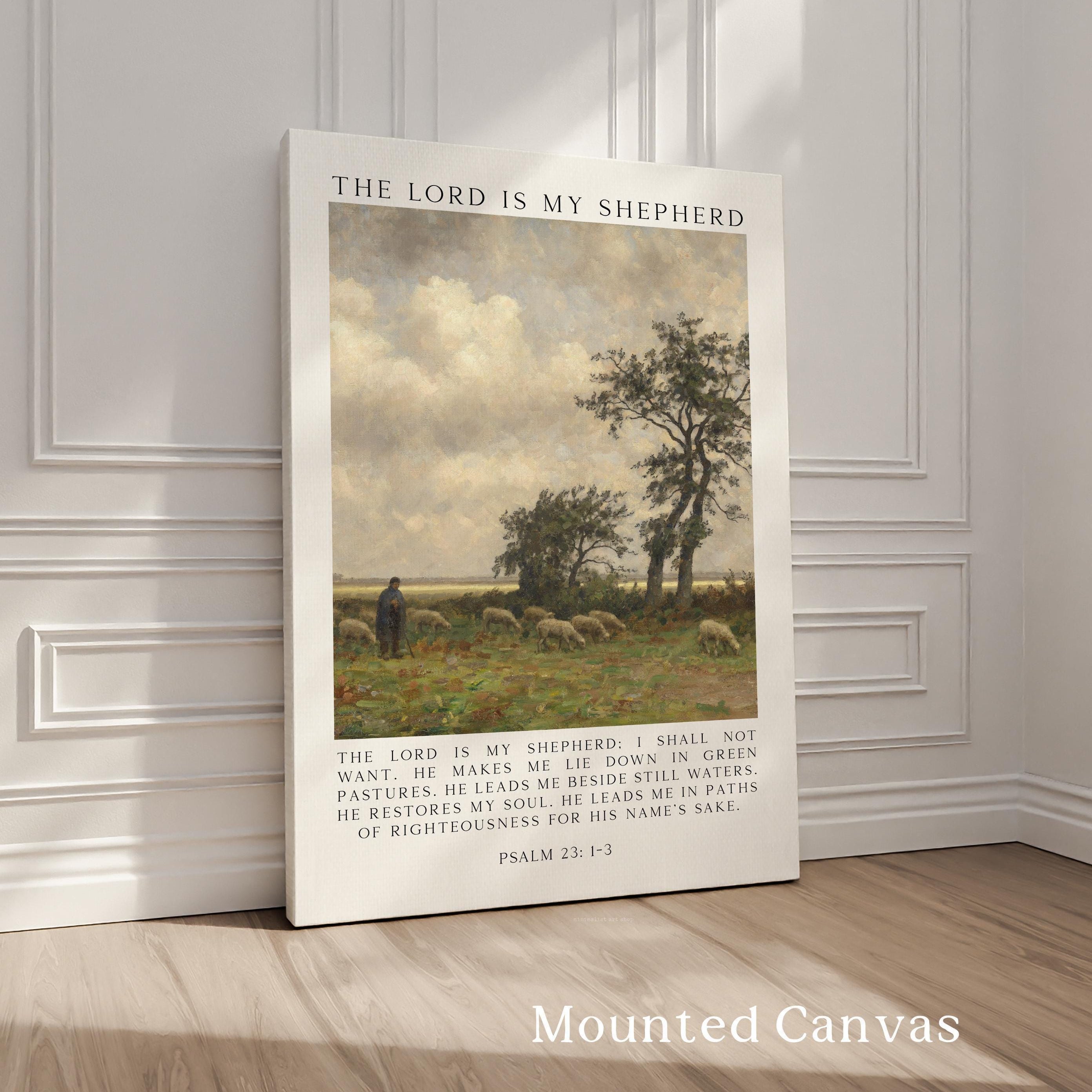 The Lord Is My Shepherd Psalm 23 Art Print,  Christian Typography Wall Art