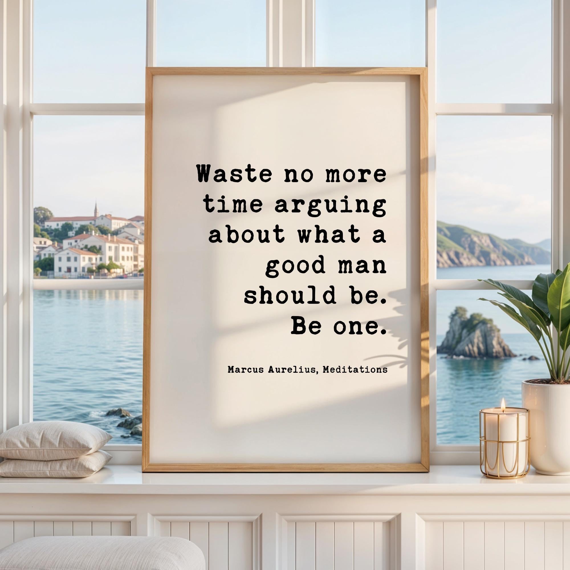 Marcus Aurelius Meditations Print, Stoic Philosophy Quote Art, Waste No More Time