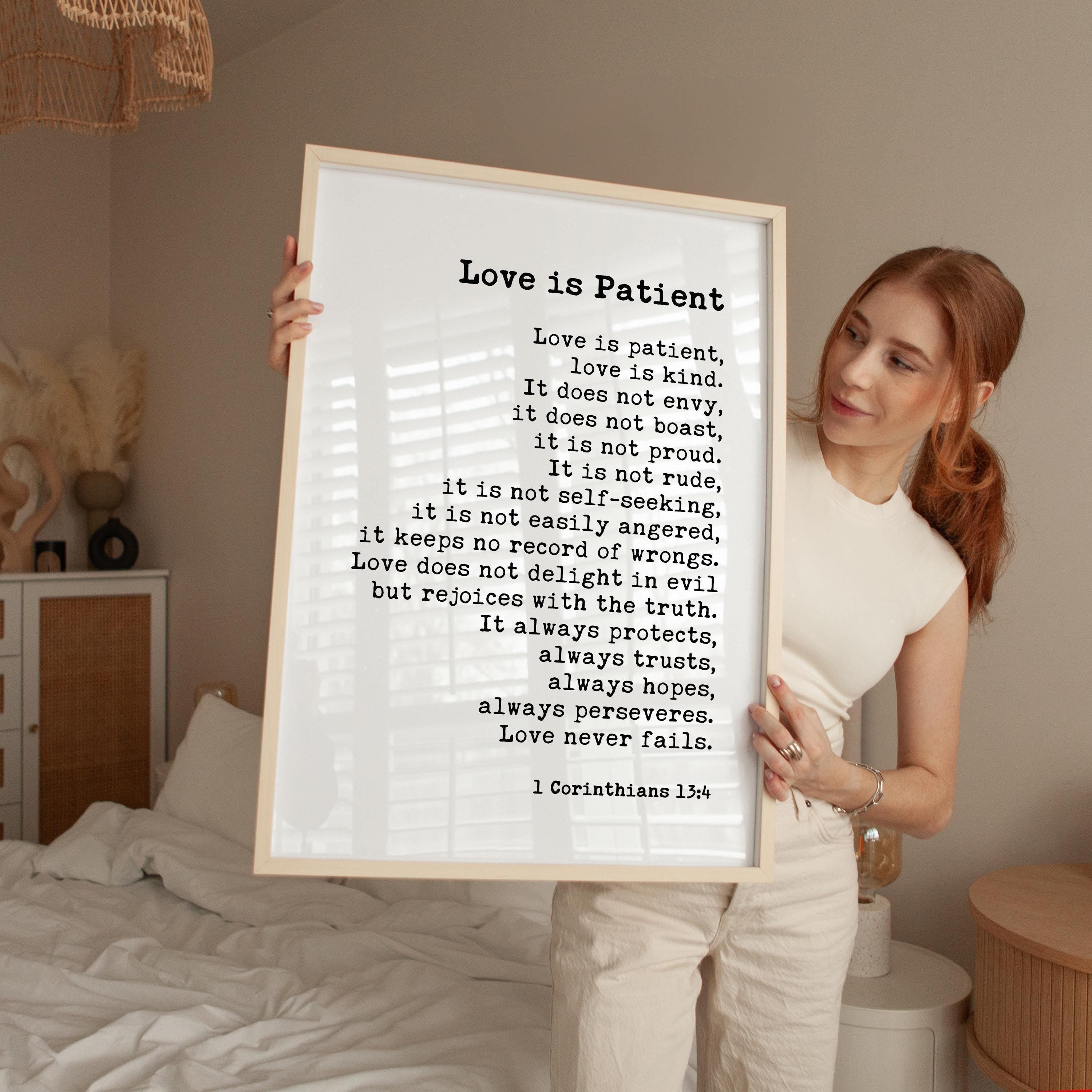 Love is Patient, is Kind,  1 Corinthians 13:4-8 Art Print, Wedding Gift