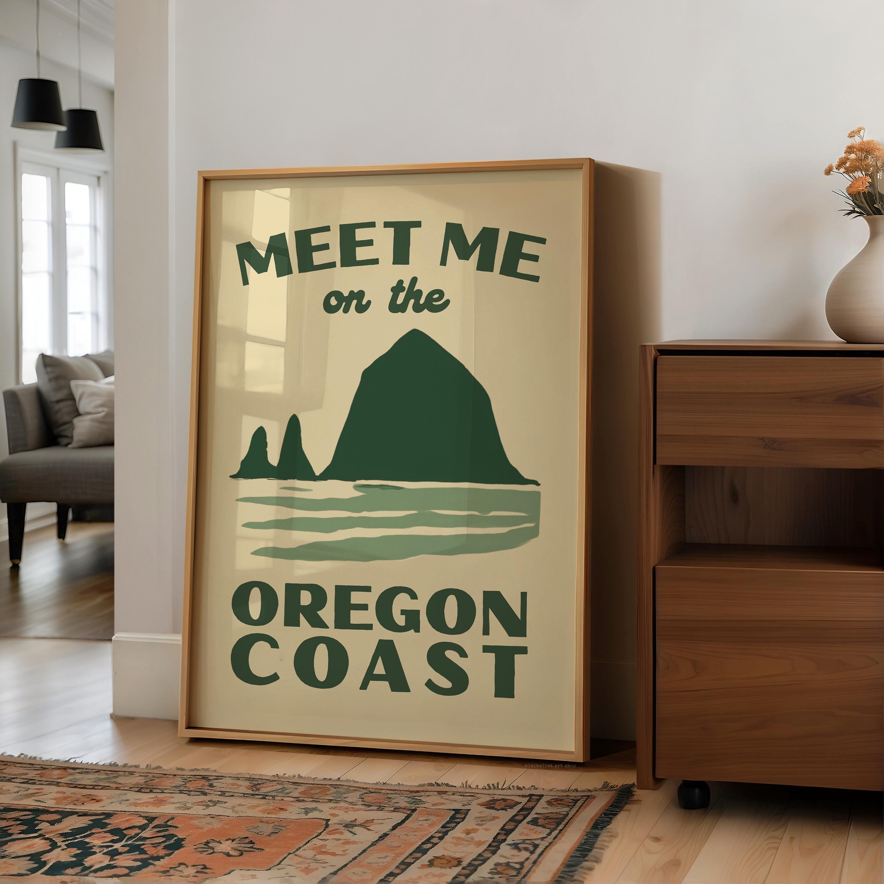Meet Me on the Oregon Coast Print, Wall Art, Pacific Northwest Decor, Coastal Travel