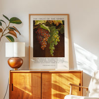 Fruit of the Spirit Bible Verse Wall Art,  Galatians 5:22–23,  Christian Typography Print with Grapes Painting