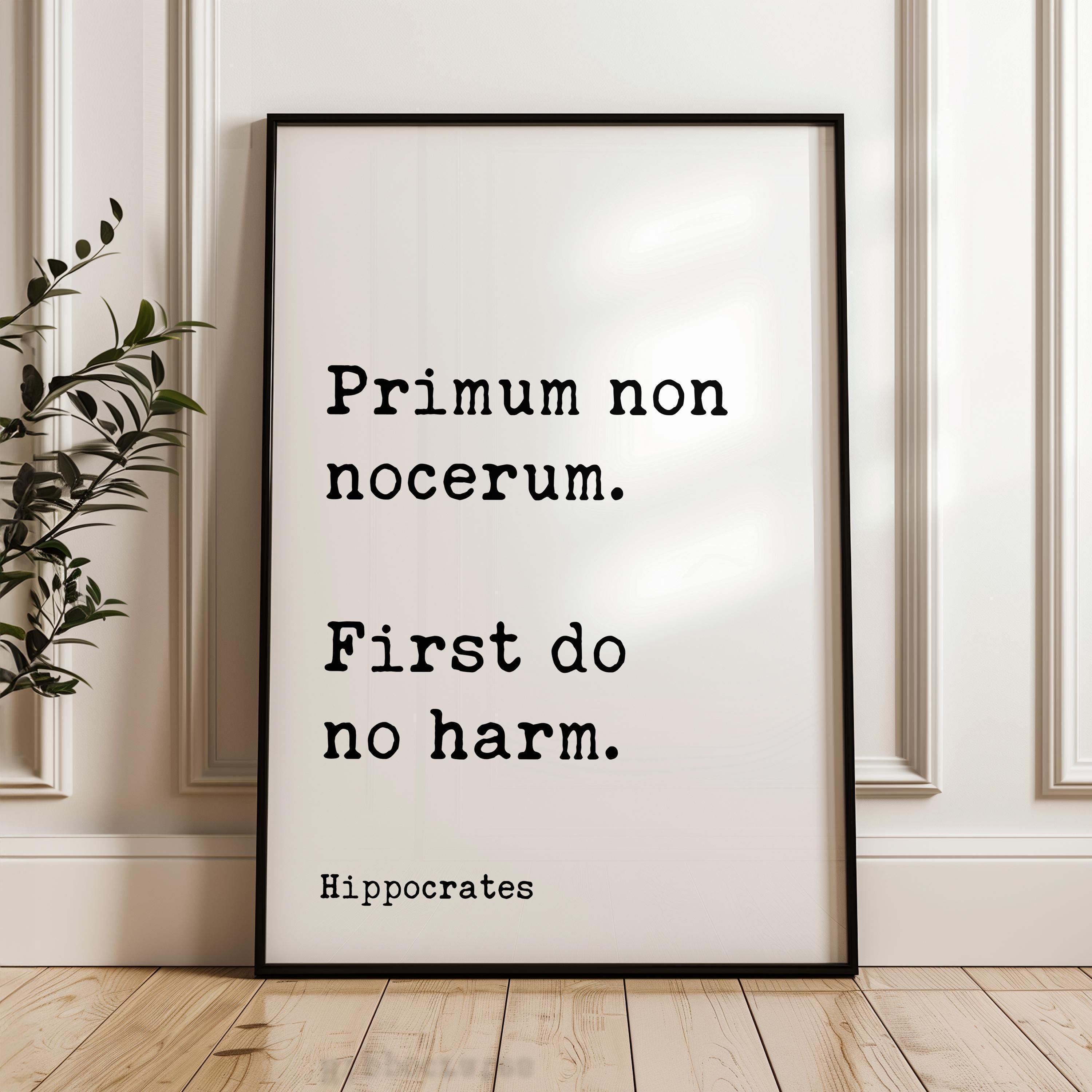 Primum non nocerum. First do no harm. Hippocrates Quote Art Print,  Health, Fitness Nutrition, Wellness