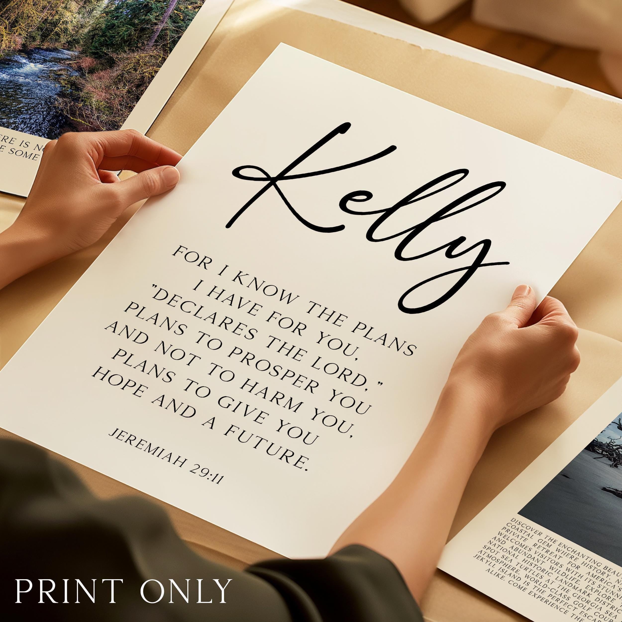 Jeremiah 29:11 Bible Verse Personalized Print, For I Know The Plans, Christian Wall Art