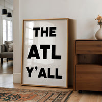 The ATL Y'all Minimalist Typography Art Print • Atlanta, Georgia • ATL • History • Culture • White Background with Black Letters