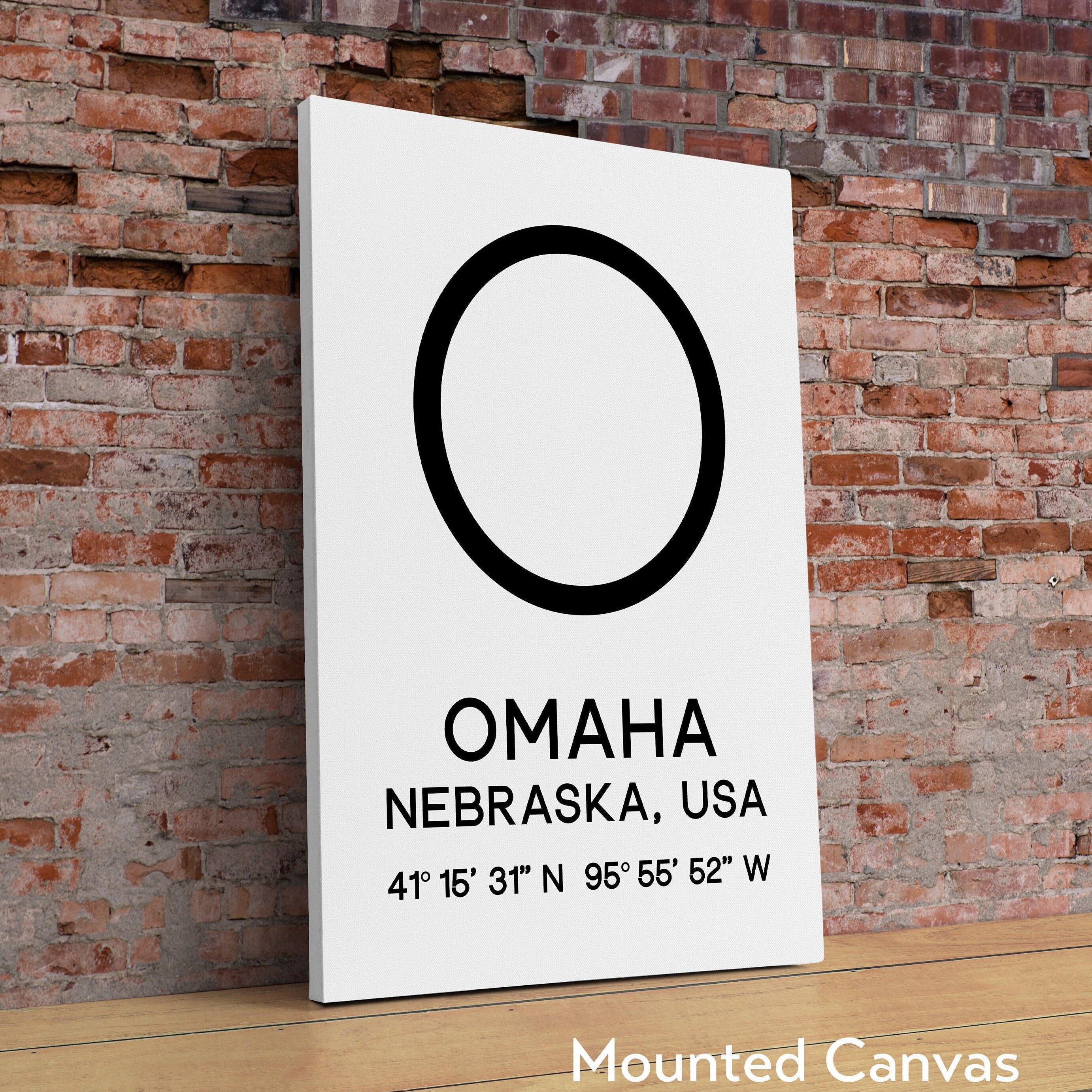 Omaha, Nebraska with GPS Coordinates Minimalist Art Print