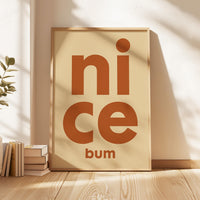 Nice Bum Typography Art Print,  Mid•Century Modern,  Bathroom Wall Art,  Funny,  Humor,  Gift Idea
