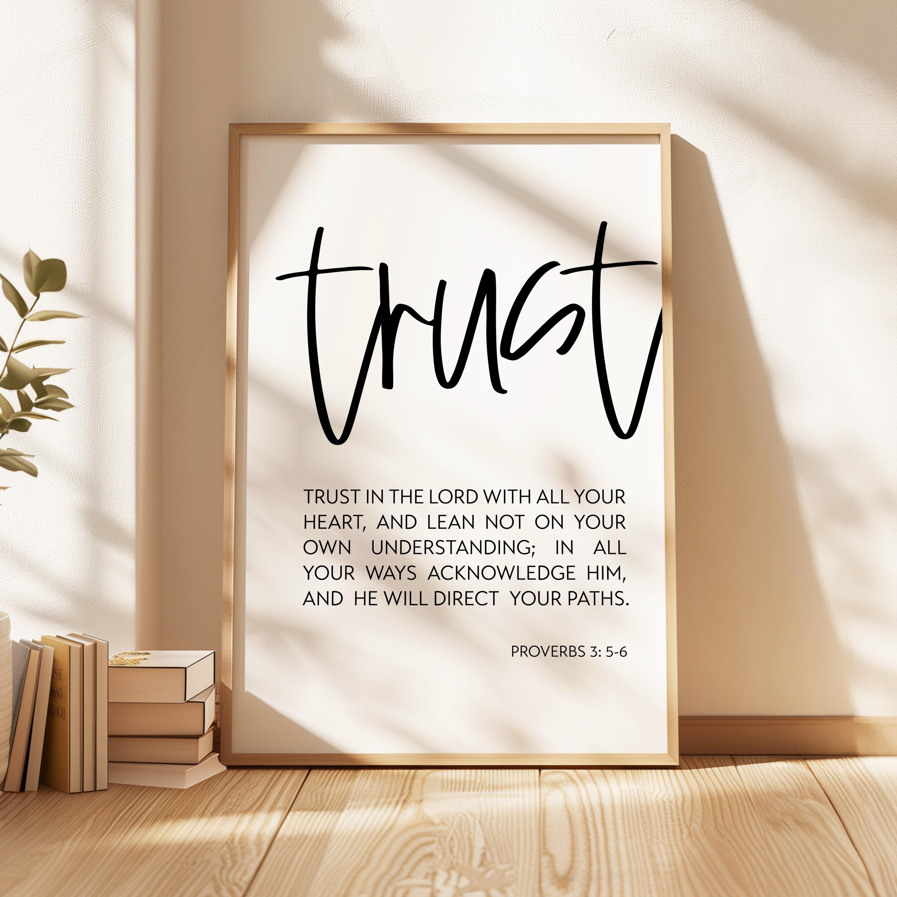 Trust in the Lord Wall Art, Proverbs 3 5-6 Scripture Print, Christian Decor, Bible Verse