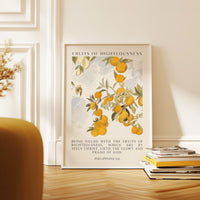 Fruits of Righteousness •  Being filled with the fruits of righteousness... • Philippians 1:11 • Typography Art Print