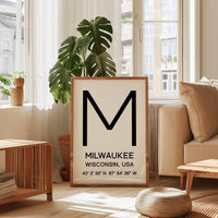 Milwaukee, Wisconsin Wall Art, GPS Coordinates Print, City Typography, Travel Decor