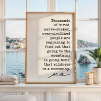 John Muir Quote Print, Going to the Mountains Is Going Home, Hiking Wall Art, Mountain Decor, Nature Lover Hiker Gift
