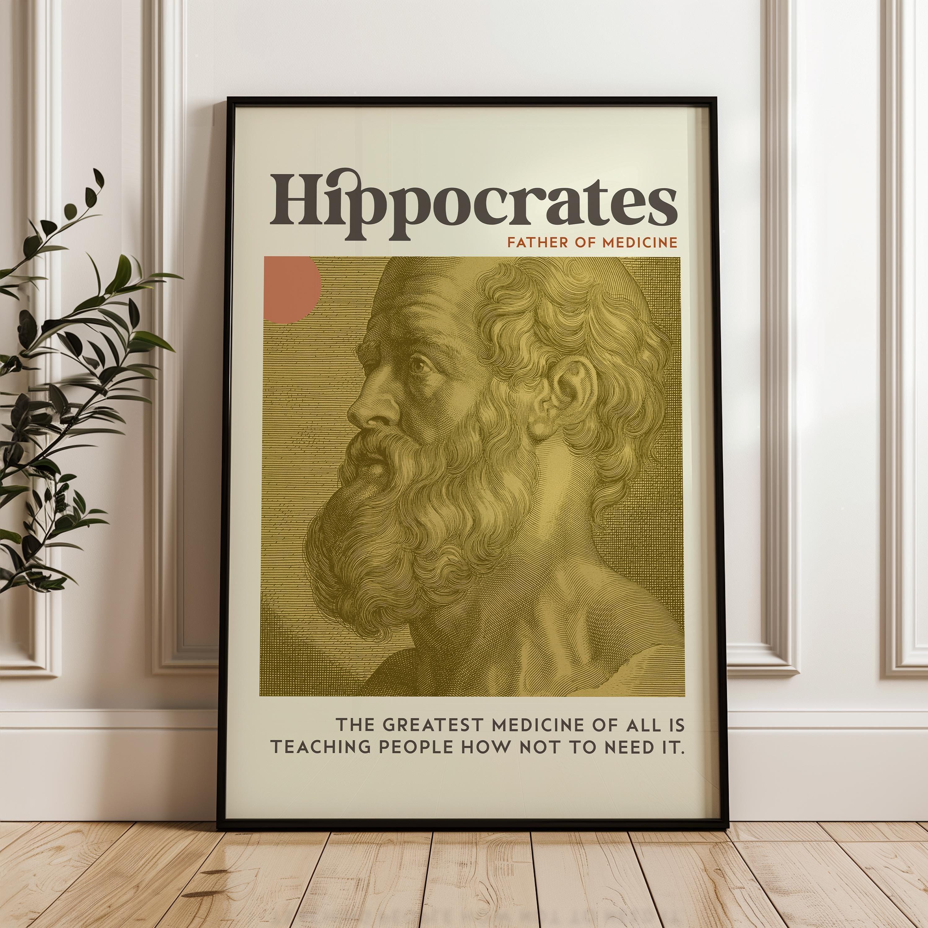 The greatest medicine of all is teaching people how not to need it. Hippocrates Quote,  Mid•Century Modern,  Typography Art Print