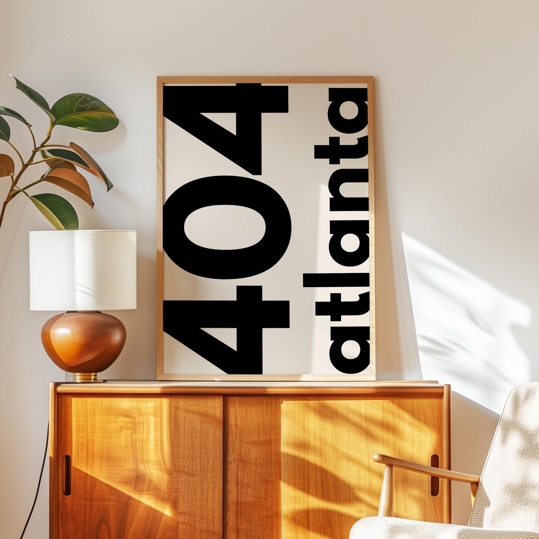 404 Atlanta Print, Area Code Wall Art, Minimalist Typography, Home Decor