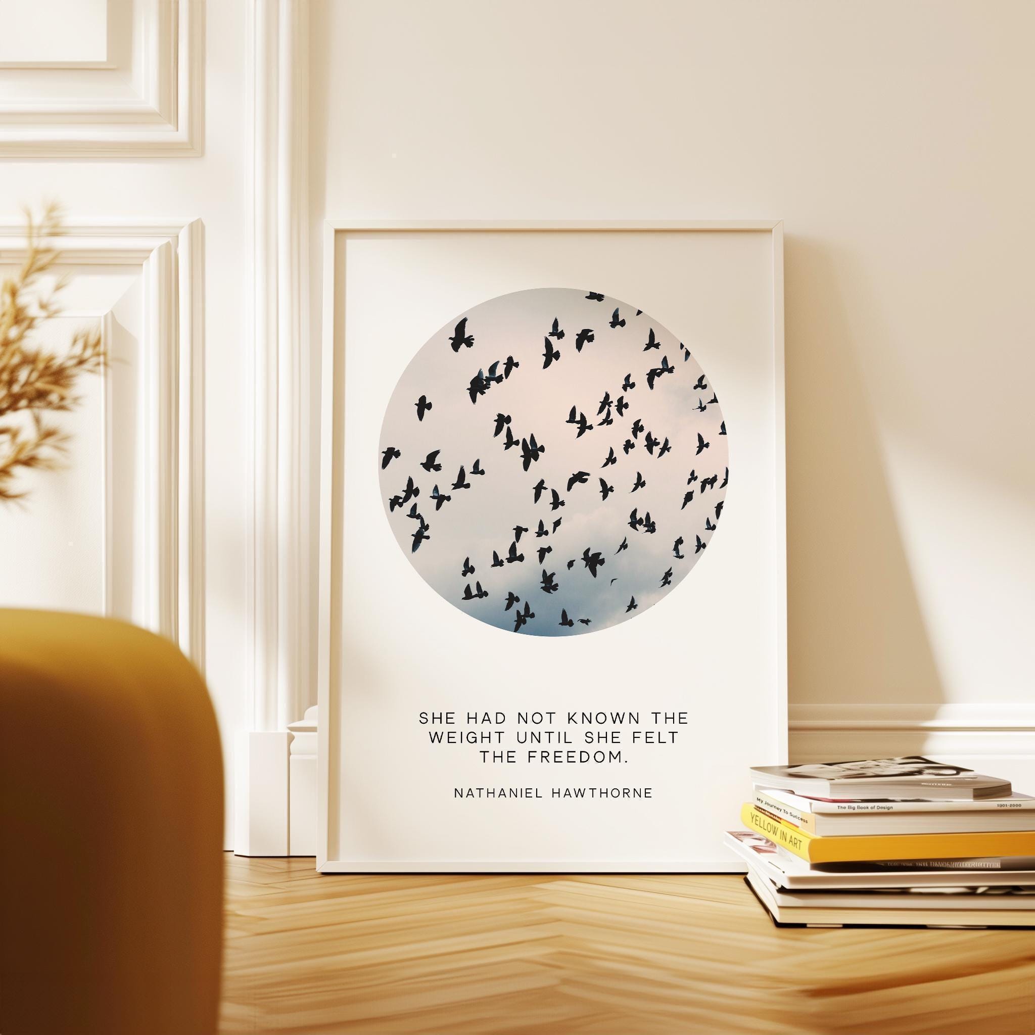 She had not known the weight until she felt the freedom. Nathaniel Hawthorne Quote,  The Scarlet Letter,  Typography Art Print (1850)
