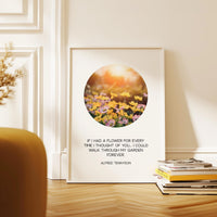 If I Had a Flower Print, Alfred Tennyson Quote, Minimalist Floral Garden Wall Decor