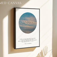 Emily Dickinson Quote Print “Hope Is the Thing with Feathers” Bird Wall Art Inspirational Decor