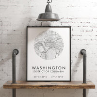 Washington DC Map, Washington City Map, Washington Map, Washington Print, Map of Washington, Washington GPS Art Print, City Map Washington