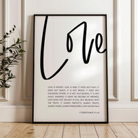 Love Is Patient Love Is Kind Art Print, 1 Corinthians 13:4-8, Wedding Gift