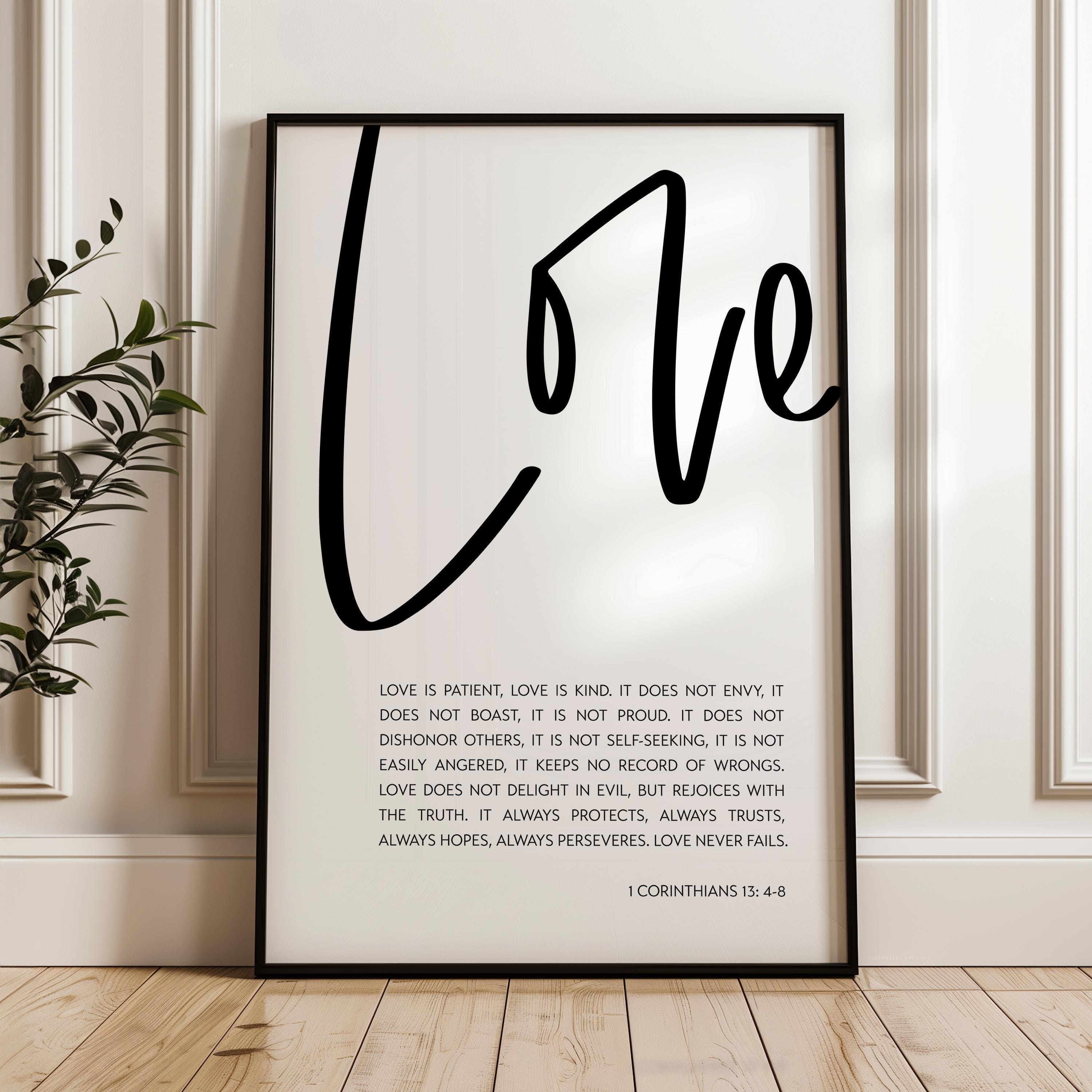 Love Is Patient Love Is Kind Art Print, 1 Corinthians 13:4-8, Wedding Gift
