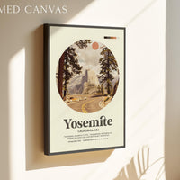 Yosemite National Park Print,  Mid Century Travel Poster - California Wall Art - Mountain Landscape Decor