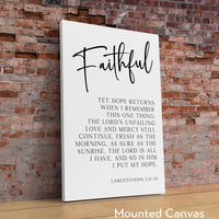 Lamentations 3:21 - Yet hope returns when I remember this one thing. Typography Art Print - Faithful - Christian - Bible Verse
