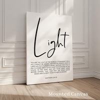 Matthew 5:14-16 Light Art Print, Christian Bible Verse Scripture