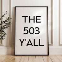 The 503 Y'all Minimalist Art Print,  Portland, Oregon,  Original Area Code,  OR,  History,  Culture • Nostalgia