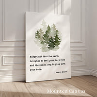 Kahlil Gibran Art Print,  Inspirational Wall Watercolor Trees,  “Forget Not That the Earth Delights”