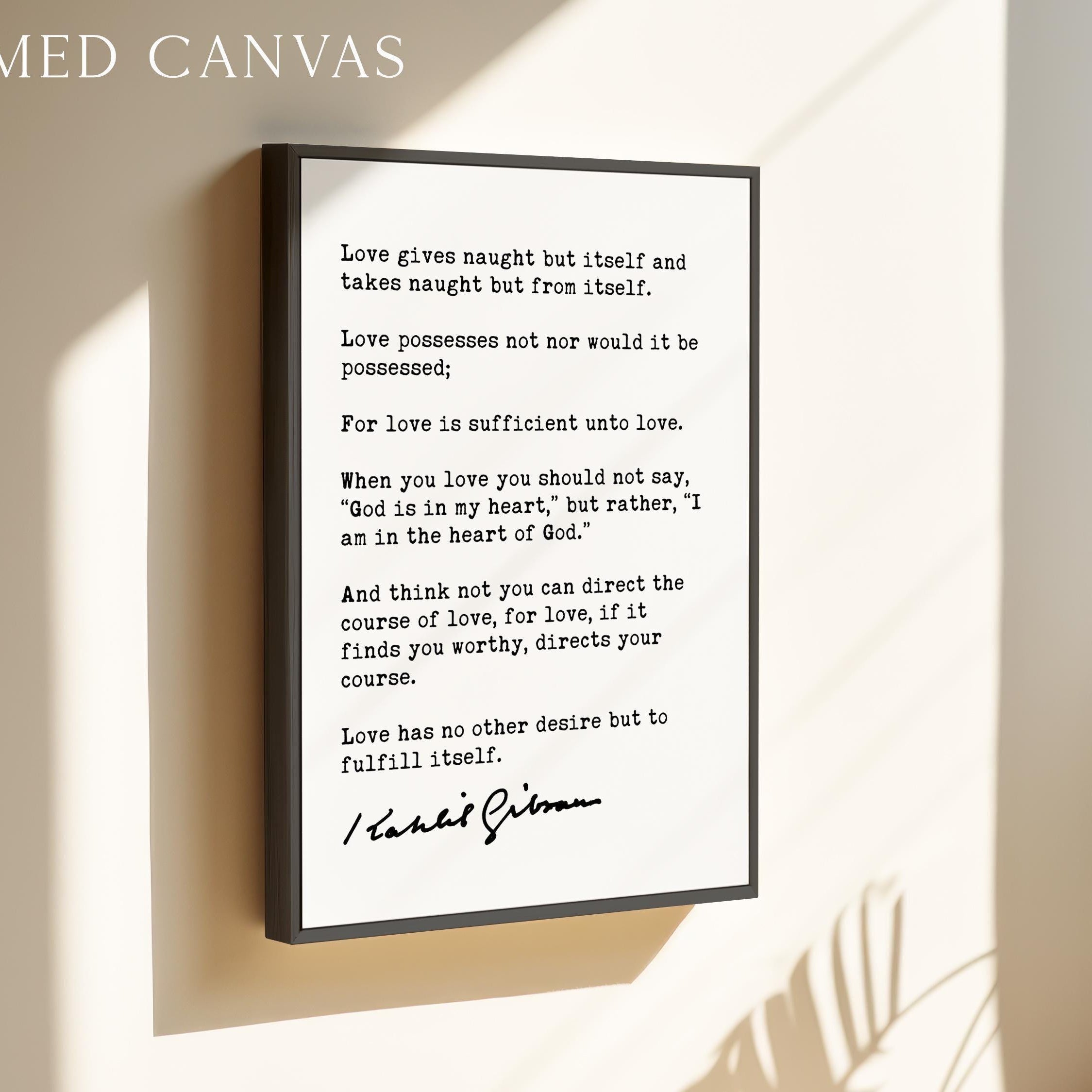 Kahlil Gibran Love Poem Art Print, The Prophet Literary Quote, Wedding Anniversary Gift
