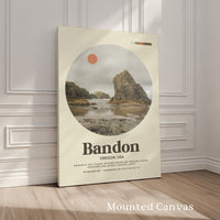 Bandon Oregon Mid Century Print, Oregon Coast Wall Art, Retro Travel Poster, PNW Decor