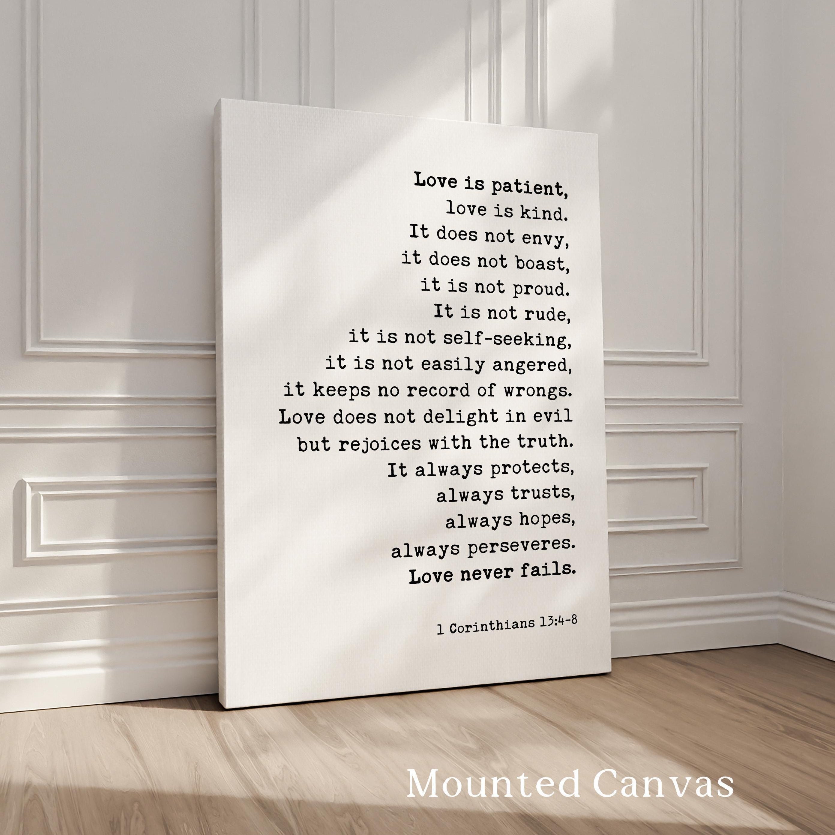 1 Corinthians 13:4-8 Art Print, Love is Patient Scripture, Wedding Anniversary Gift