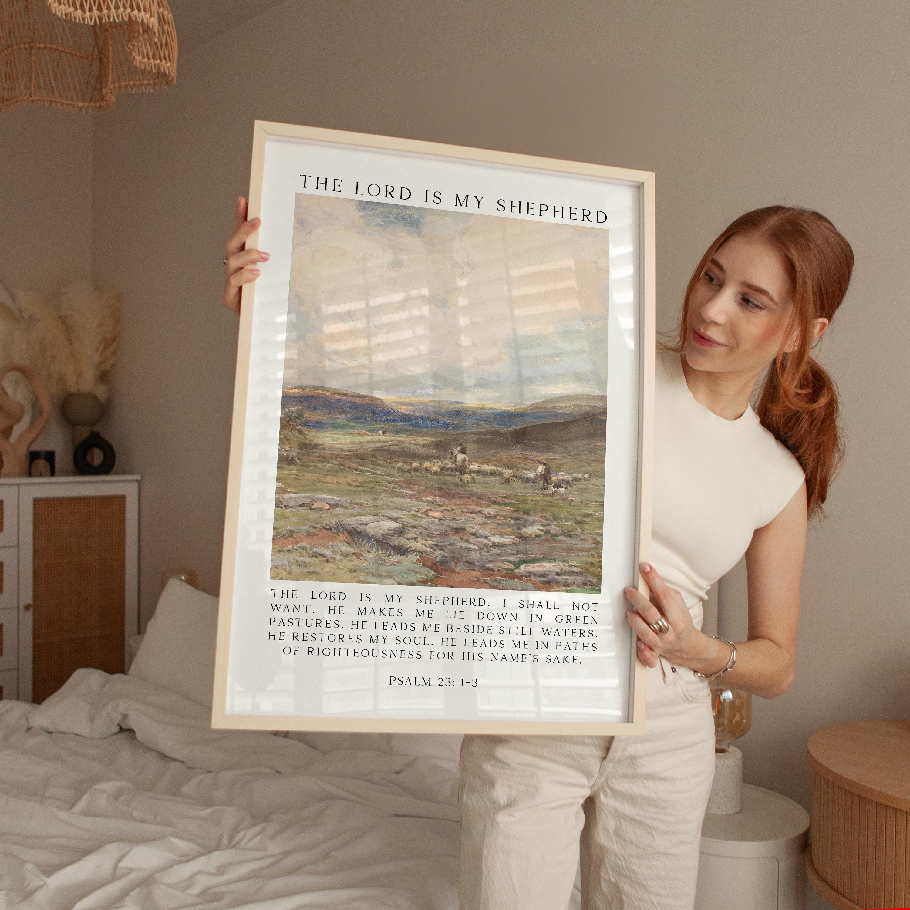 The Lord Is My Shepherd Psalm 23 Art Print – Christian Typography Wall Art