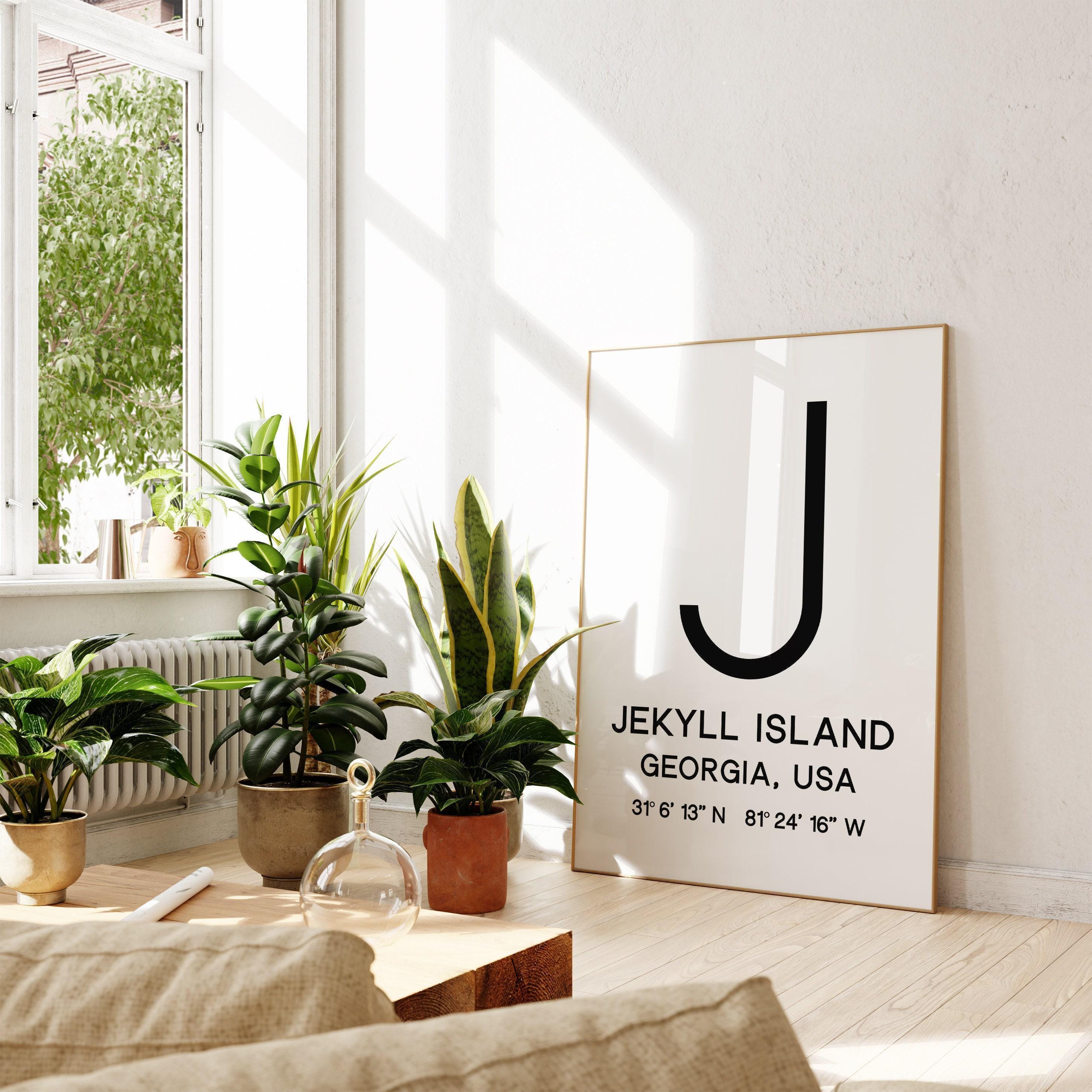 Jekyll Island, Georgia with GPS Coordinates Typography Minimalist Art Print
